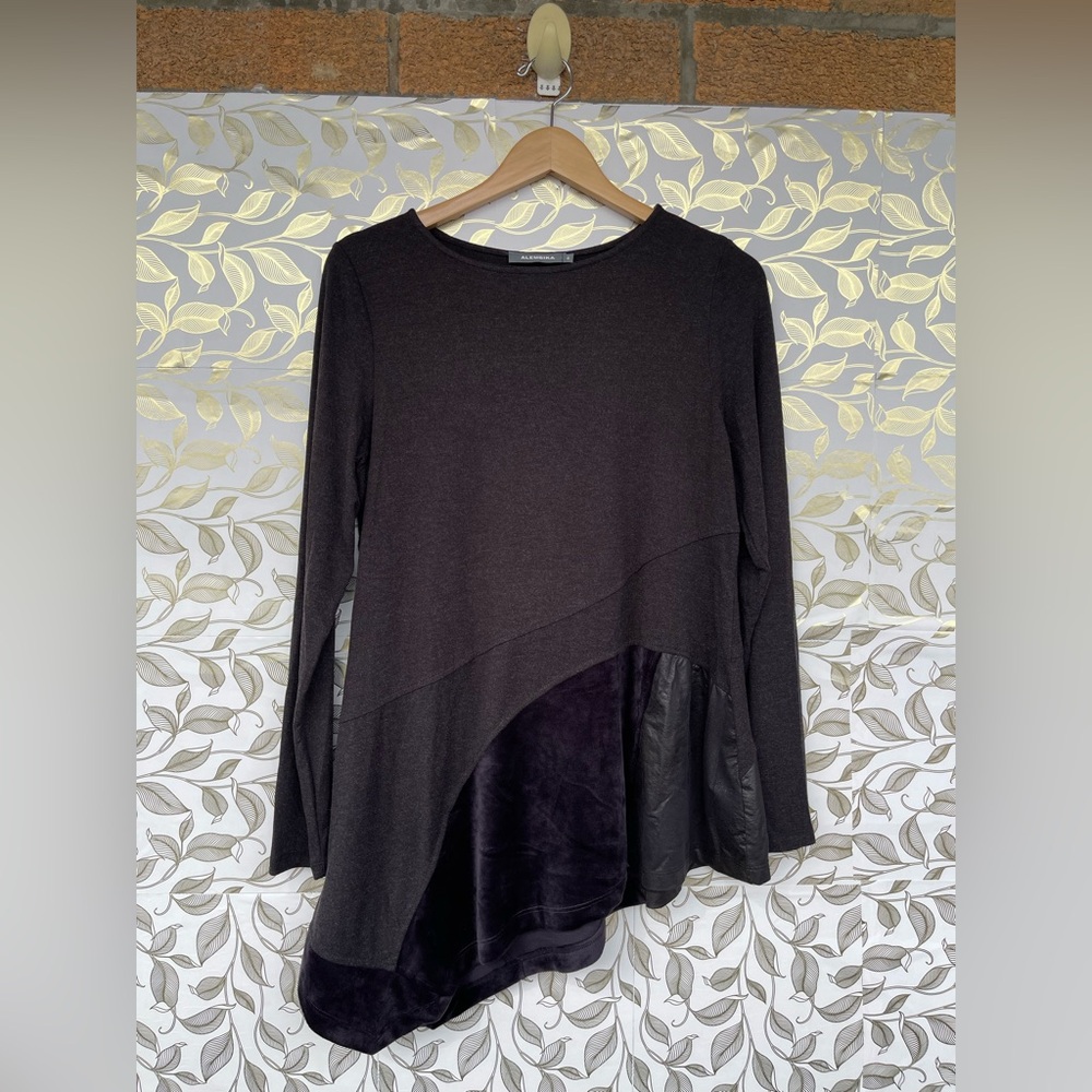 Alembika Velvet & Faux Leather Tunic - Size 4 - Goth Lagenlook Core